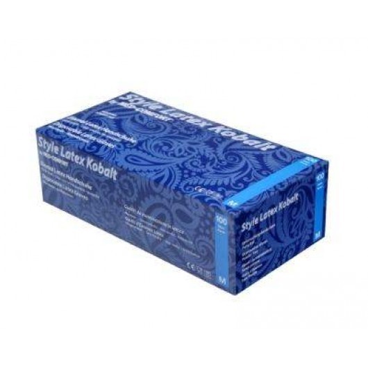 Vyšetrovacie rukavice Style latex, nepúdrované, Kobalt (tmavo modré), 100 ks
