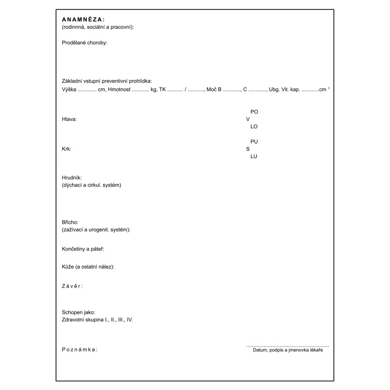 Zdravotní záznam DITIS, 100 ks