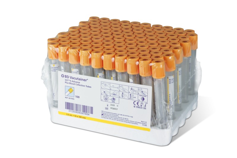 Zkumavka Vacutainer 8,5ml SST II (100ks) - zlatý úzávěr, exp 09/2020