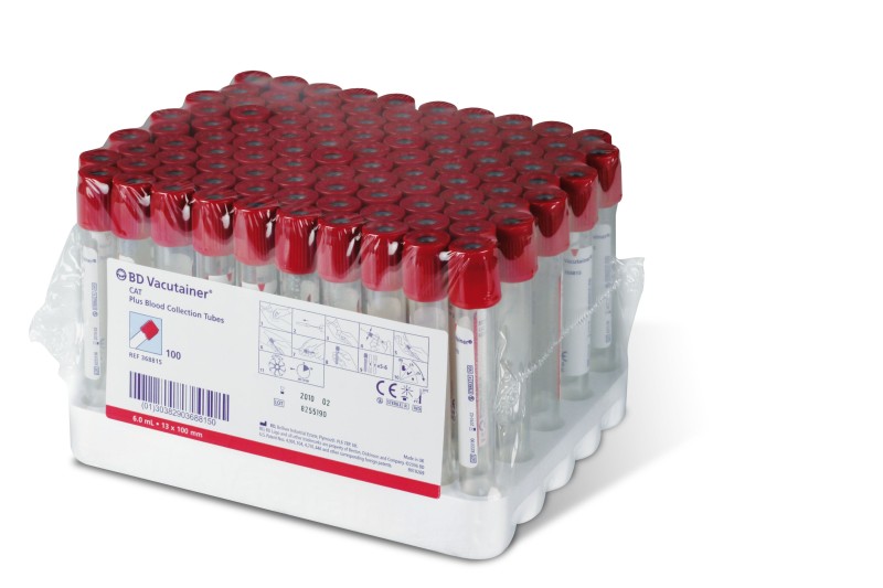 Zkumavka Vacutainer pro analýzu séra 2 ml - červený uzávěr, 100 ks, exp 07/2020