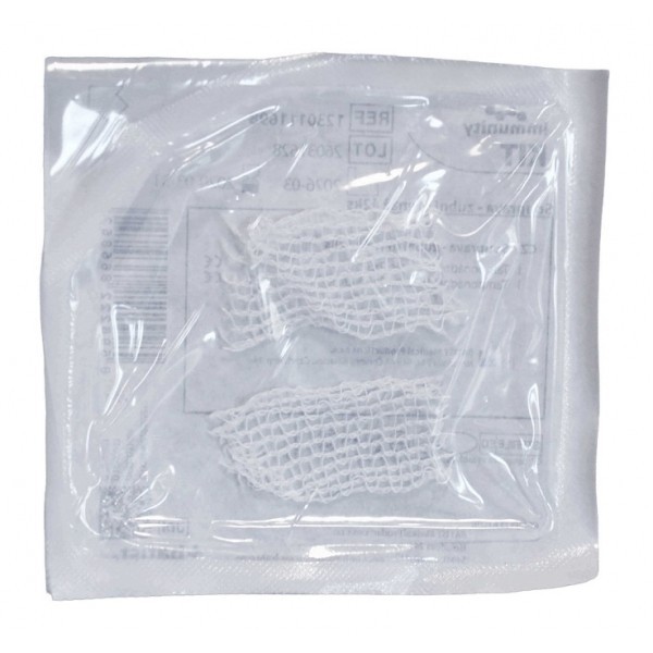 Zubná drenáž - tamponádový obväz, 2 x 5 + 2 x 5,5 cm, sterilná