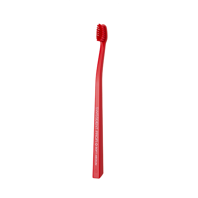 Zubní kartáček Swissdent Colours, Soft - Medium červeno - červený, 1 ks v blistru