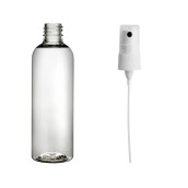Plastová lahvička čirá s bílým kosmetickým rozprašovačem BETA, 100 ml