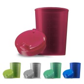 Pohárek na nápoje s víčkem a savičkou, plastový, 250 ml, 50 ks