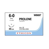 Prolene modrý 6/0 45 cm P-1, 12 ks