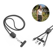 Šňůrka na krk s držákem na smartphone, USB-C kabelem a různými adaptéry