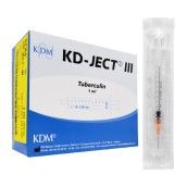 Tuberkulínová injekční stříkačka KDM se snímatelnou jehlou, 25G, 0,5 x 16 mm, 1 ml, 100 ks