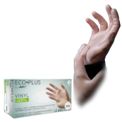 Vyšetřovací rukavice ECO PLUS vinyl, nepudrované, bílé, 100 ks