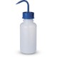 Střička PE s modrým uzávěrem širokohrdlá 250 ml (plastové kolínko)